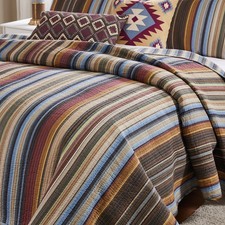 NEW COZY BROWN BLUE RED GREEN LODGE COUNTRY SOUTHWEST LOG CABIN SOFT QUILT SET