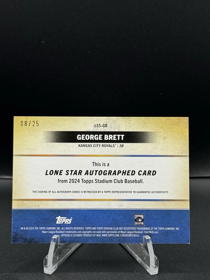 George Brett Royals Auto - 2024 Topps Stadium Club - Lone Star Signatures /25 Foto 2 de 2