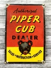 VINTAGE PIPER CUB DEALER GASOLINE GAS PUMP STATION PORCELAIN MOTOR OIL SIGN