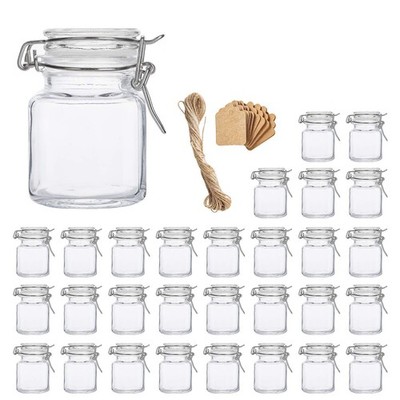 Spice Jars 30 Pack 4oz Square Glass Containers with Leakproof Gasket & Hinged...