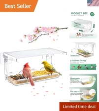 Deluxe Clear Bird Feeder - Removable Roof & Tray for Convenient Bird Watching