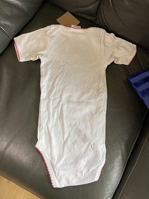 Papagino Halbarm Body weiß rot 100% Baumwolle