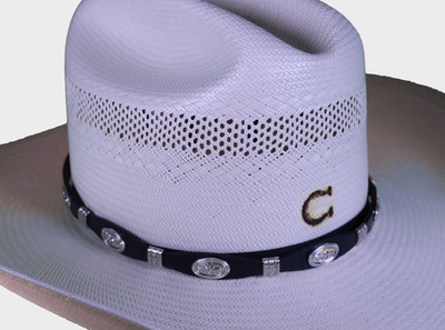 Praying Cowboy Concho Western Style Black Leather Hat Band
