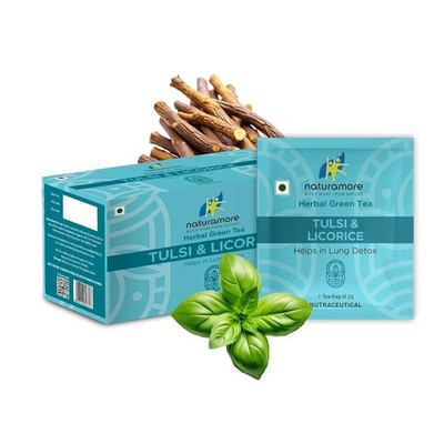 Naturamore Herbal Green Tea Tulsi & Licorice 50G free shipping world wide