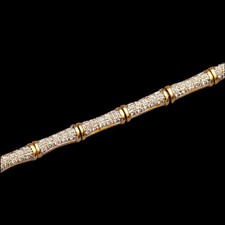 Vintage French 18ct Gold Diamond Bamboo Bracelet