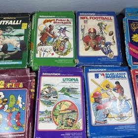 Vintage Video Game Intellivision Games (15)baseball Pitfall Burger Time Utopia