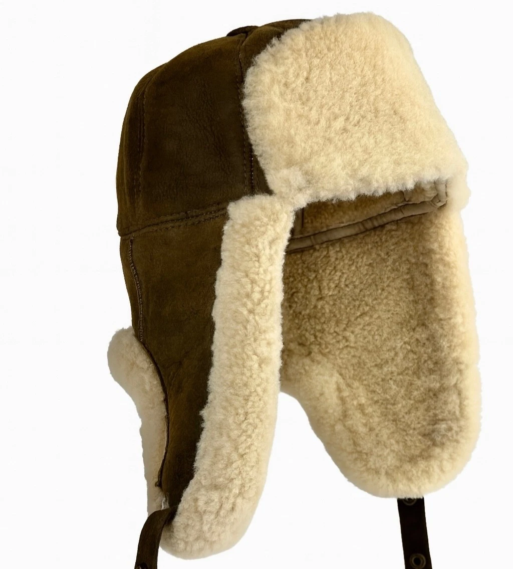 Real Shearling Leather Aviator Hat — Handmade Warm Winter Trapper Hat
Opens in a new window or tab