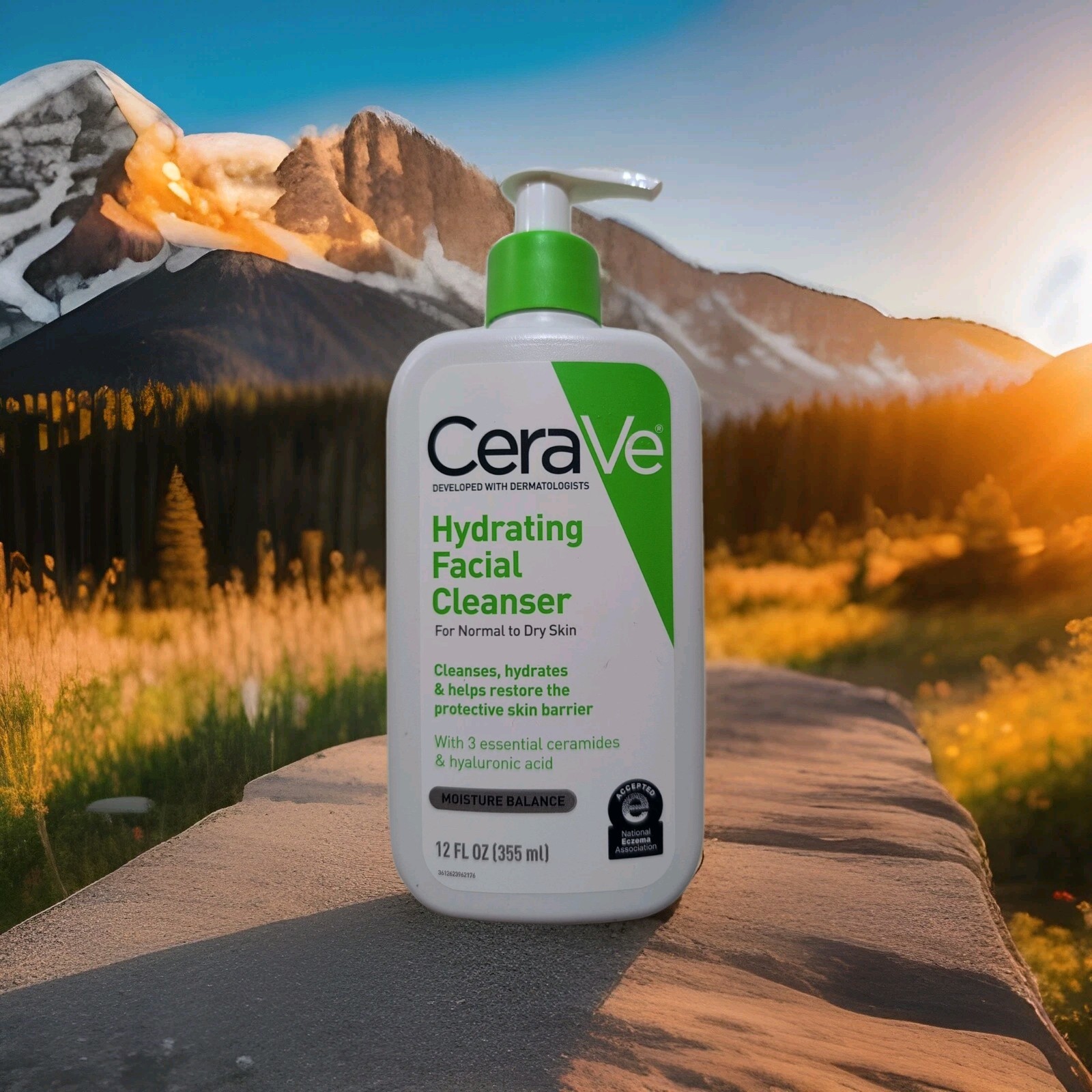 CeraVe Hydrating Facial Cleanser with Hyaluronic Acid for Normal to Dry Skin 12oz Pump Bottle