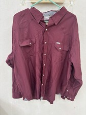 Rafter C Outdoors Maroon Long Sleeve Pearl Snap Shirt XXL