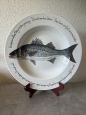 NOS-Richard Bramble Sea Bass Plate-Fish Jersey Pottery-Czech Republic-1990s