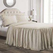 Lush Decor Ruffle Skirt Bedspread Set 3Piece Luxurious Farmhouse Bedding El...