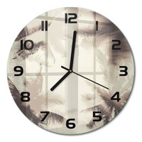 Glasuhr Runde Glas-Wanduhr Ohne TickgeräUsche Palmen Schwarze Zeiger Fi30 Cm