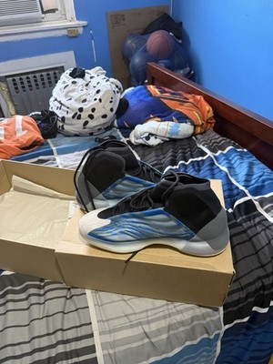 adidas Men's Mid Top Basketball Sneakers Lace Up Black Blue Gray Rubber
