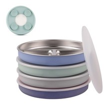 Elk and Friends Stainless Steel Divided Plates with Sage/Misty Blue/Navy/Gray