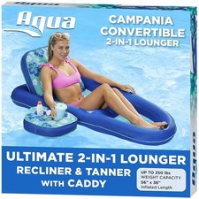 Adjustable Pool Float Lounger with Cupholder Caddy - XL Size