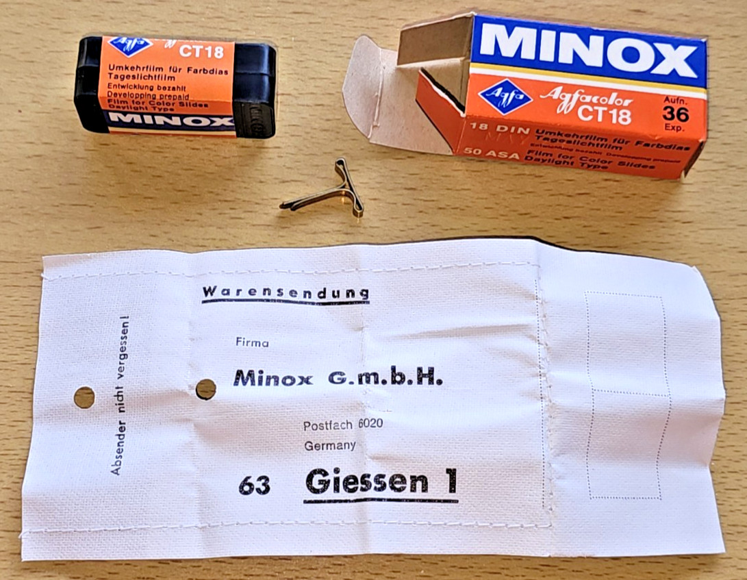 Sammler retro Set Minox Agfacolor Umkehr Film Dia CT18, abgelaufen Mai 1978(!)