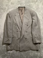 Vintage 80s 90s Mani Armani Blazer Mens 42R Tan Wool Double Breasted Italy
