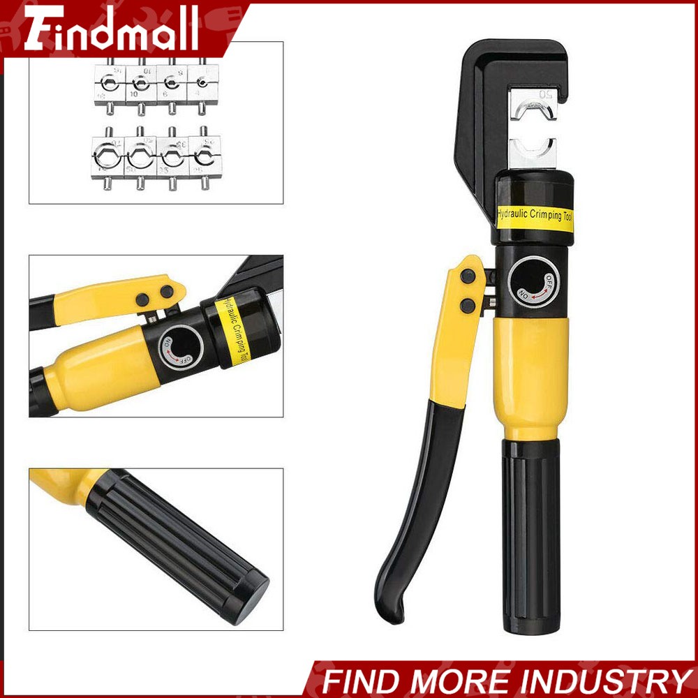 Findmall 6 Ton Hydraulic Cable Lug Crimper Tool With 9 Dies - Crimps 12 AWG To 2/0 AWG Wires For Electrical & Automotive Use