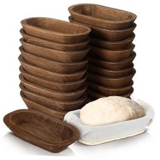 20 Pcs Wooden Dough Bowls Bulk 8.6 Inch Rustic Vintage Hand Carved Wood Brown