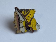 Vintage Original Pudsey Fishing Enamel Pin Badge Rare!