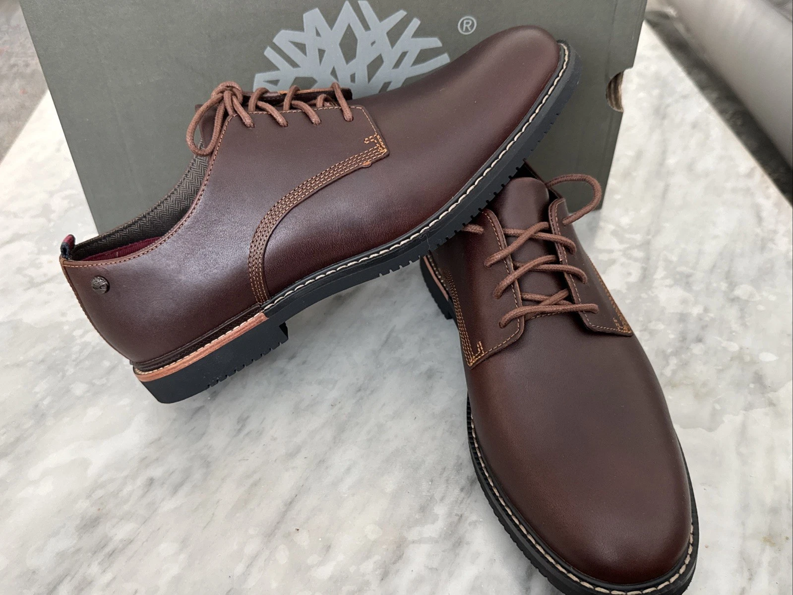 Nuove scarpe Timberland Brook Park Oxford rosso marrone liscio UK 6 5