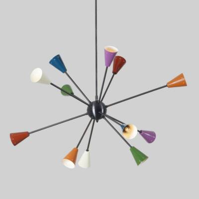 Multicolored 12 Arms Brass Sputnik Chandelier Handmade hanging Light Fixture