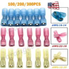 100/200X Insulated Heat Shrink Female Spade Crimp Wire Connectors Butt Terminals