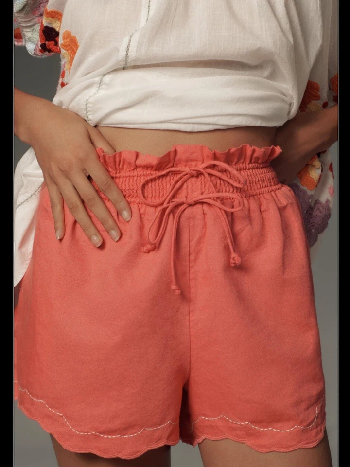 Anthropologie. льняные шорты Anthropologie без застежек размер L курортная одежда - Изображение 2 из 3