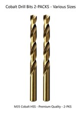 Cobalt Drill Bits HSS M35, 2-Packs, Premium Quality, Various Sizes, Ships Free 