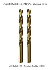 Cobalt Drill Bits HSS M35, 2-Packs, Premium Quality, Various Sizes, Ships Free!