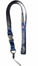 Dark Blue USA Navy Nylon American Flags Lanyard   20 inches long x 0.75 in