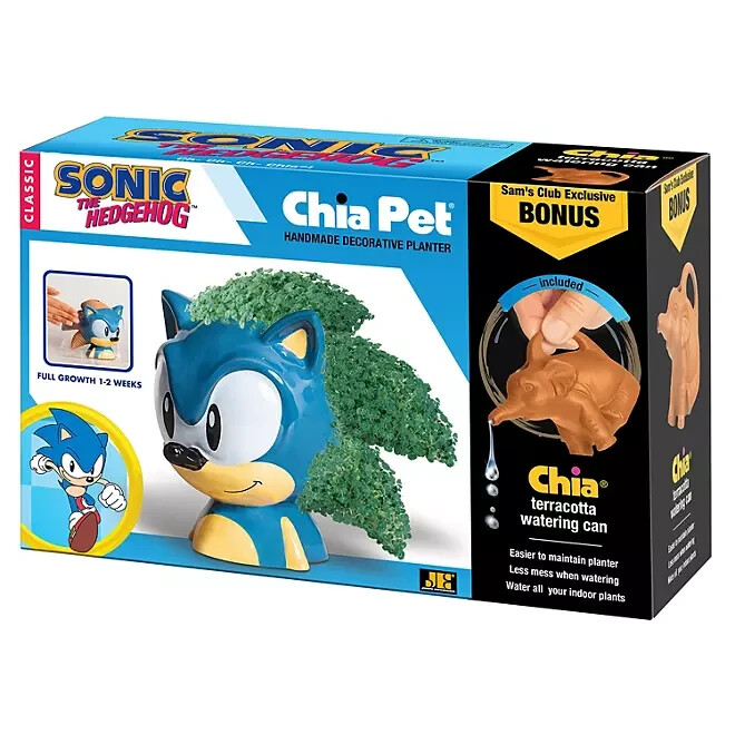 Chia Pet Handmade Decorative Planter with Watering Can - Sonic The Hedgehog