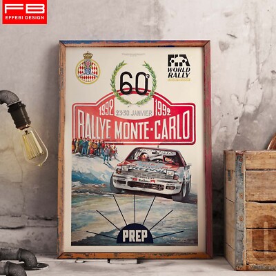 Affiche 60e Rallye MonteCarlo 1992 - Affiche Vintage