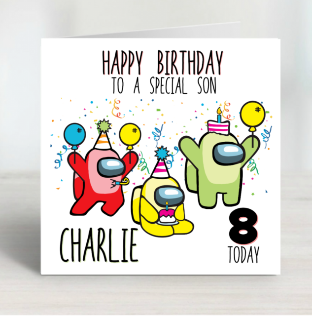 Personalised Birthday card Among Us any name/age/relation