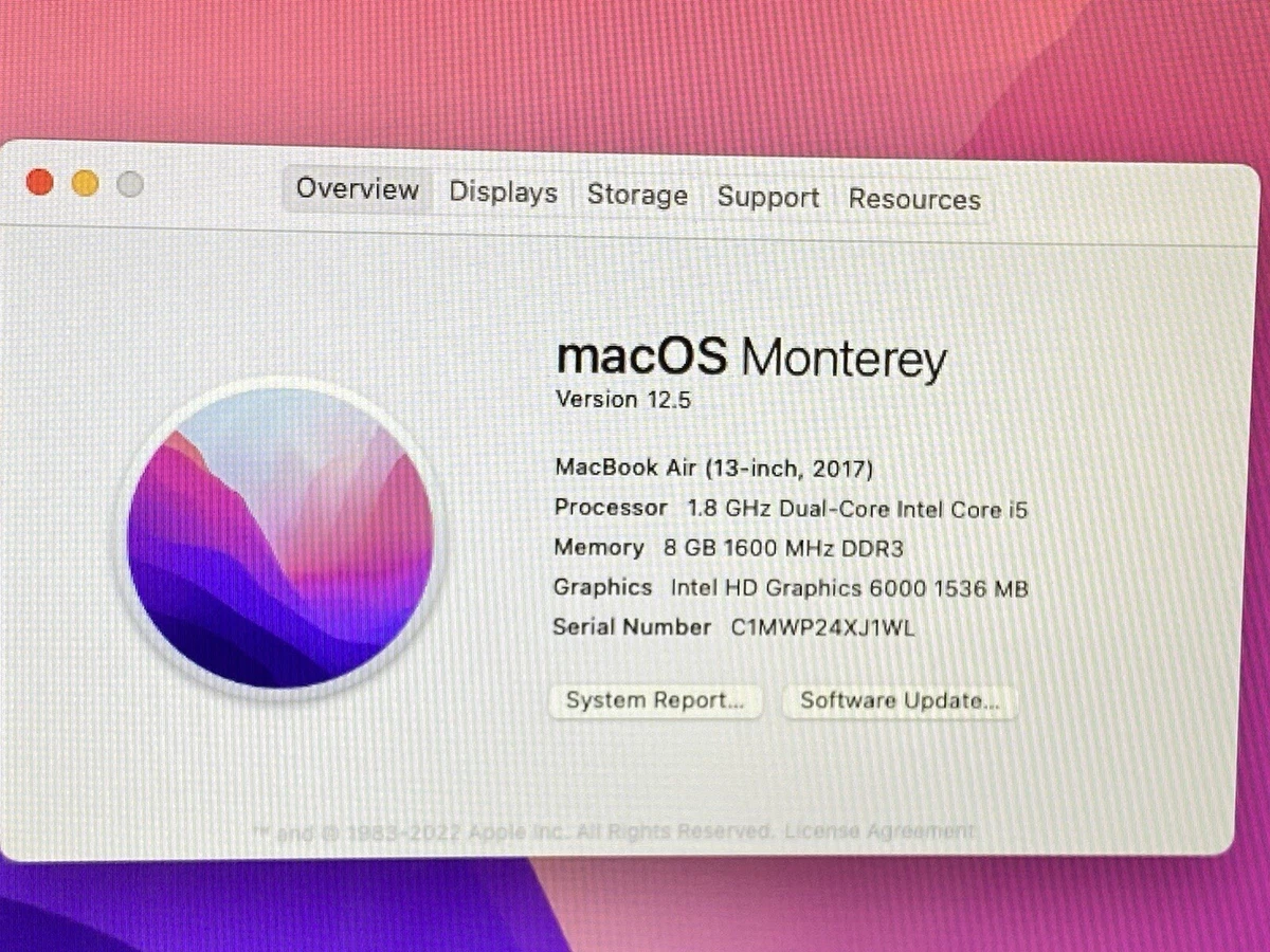 Apple 13-inch MacBook Air (2017) 1.8 Ghz i5 8GB RAM 256GB SSD