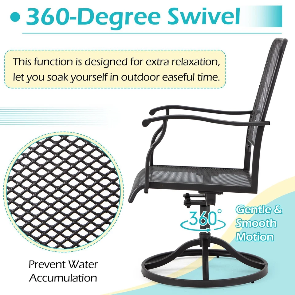 3 Pieces Patio Dining Set Outdoor Garden Furniture Set w/Square Table & Chairs - Image 4 of 4