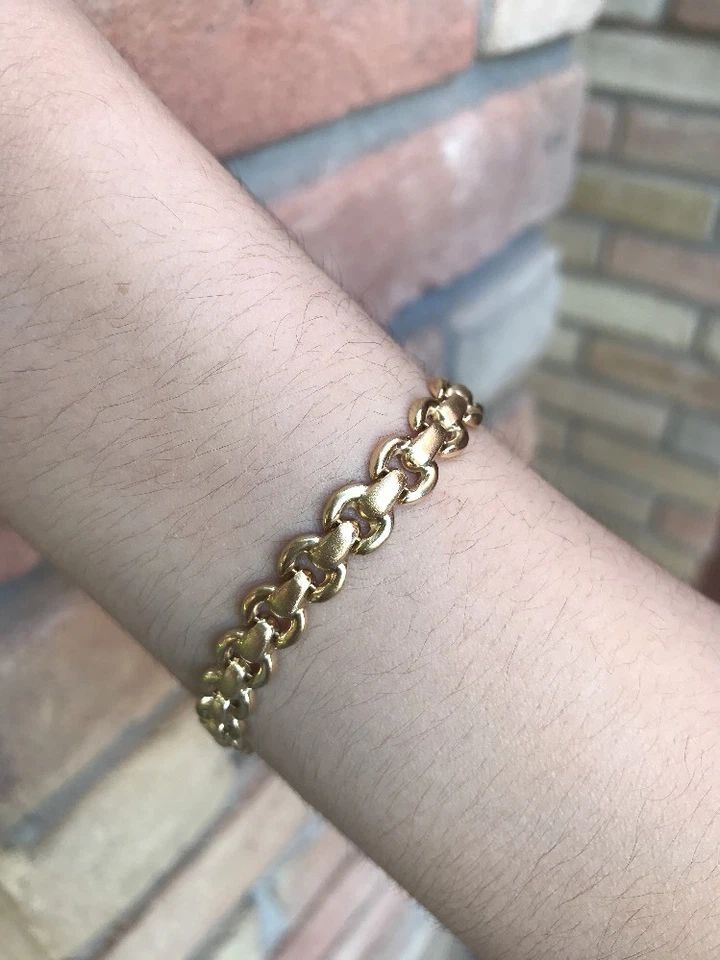 Linda pulseira de ouro 14k corrente 9,8 gm 7" de comprimento 1/4" de espessura - Imagem 3 de 4