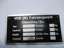 Typenschild s83 Schild DDR IFA VEB Anhängerbau Olbernhau Wohnwagen Camptourist
