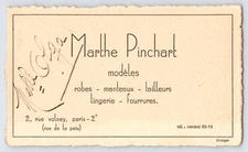 Rare 1920s Parisian Fashion Card - Marthe Pinchart Models - Signed by Mlle Olga