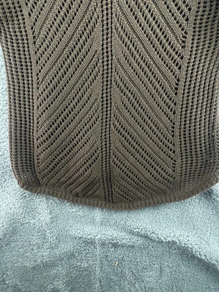 Womens United States Sweaters Brown Ribbed Knit 3/4 Sleeve Crew Neck Size Medium - Image 2 of 4