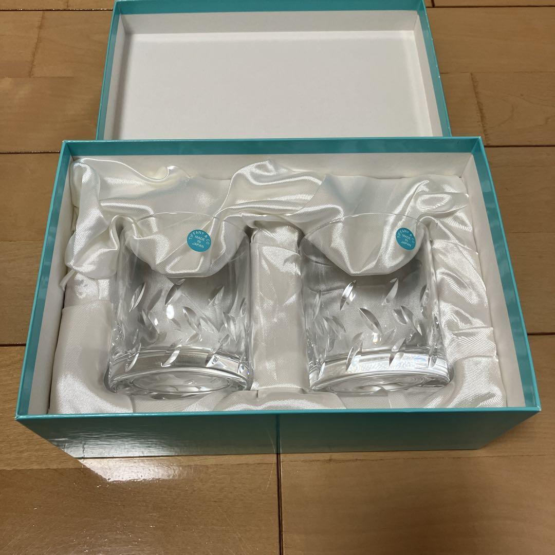 TIFFANY&Co. Tiffany Pair Glass Rock Glass Whisky Glass 2 Pcs With Box Unused-image