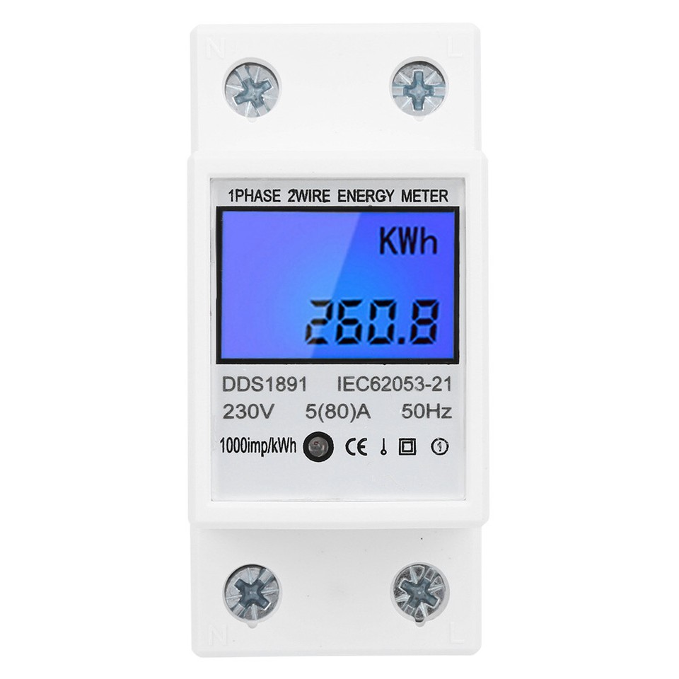 230V Din Rail Single Phase LCD Digital Power Consumption Energy