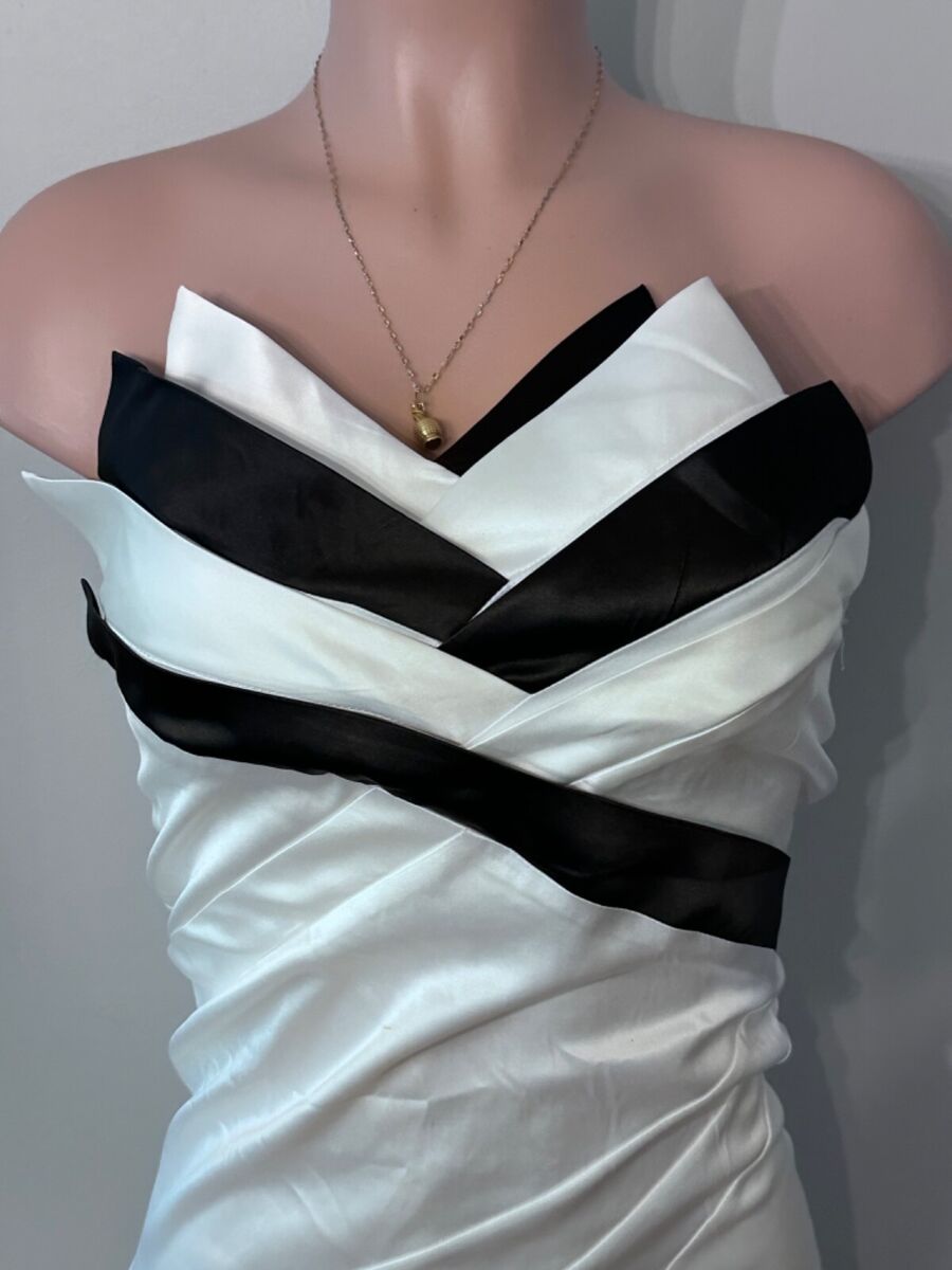 Womens Size (S) Pearl White Satiny Elegant Mini Tube Dress