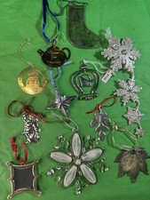 Lot of 11 Vintage Metal Christmas Ornaments - Silver-Plated  Mixed Designs ZX