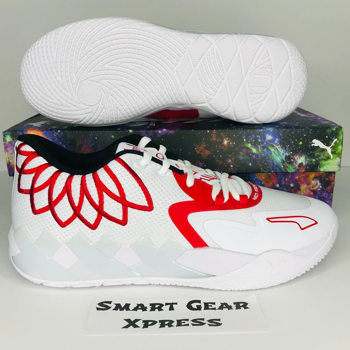 Puma MB.01 LaMelo Ball White Red Basketball Sneakers Men's
