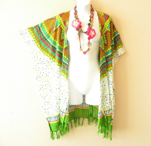 CG53 Polka Dot Duster Kimono Open Front Cardigan Jacket Cover up Top - up to 5X - Picture 3 of 4