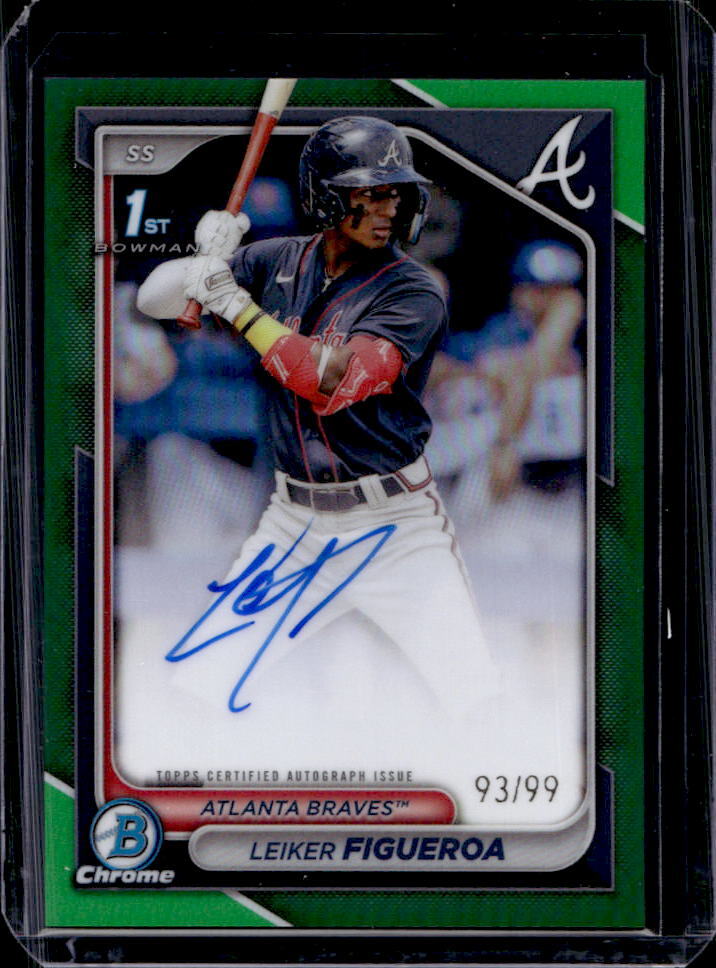 2024 Bowman Chrome Leiker Figueroa Prospect Auto Green Refractor 1st #3/99
