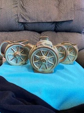 VINTAGE FRANKOMA PRAIRIE GREEN VERDE WAGON WHEEL TEA / COFFEE SERVING SET USA