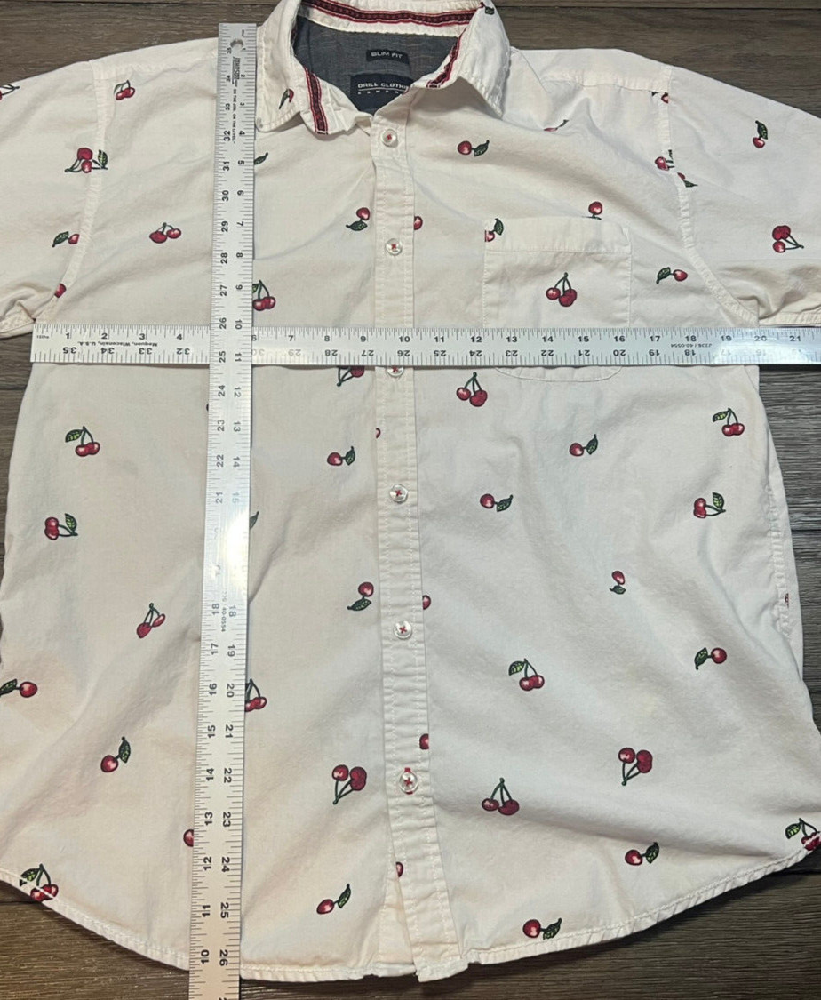 Drill Clothing Cherries Cherry Pattern White Shor… - image 5
