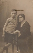 #46594 Greece 1920s. Mother & son. Photo PC size RPPC
